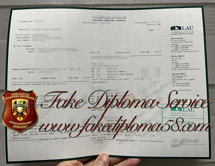 Lebanese American University transcript