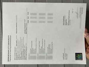 Birmingham City University transcript