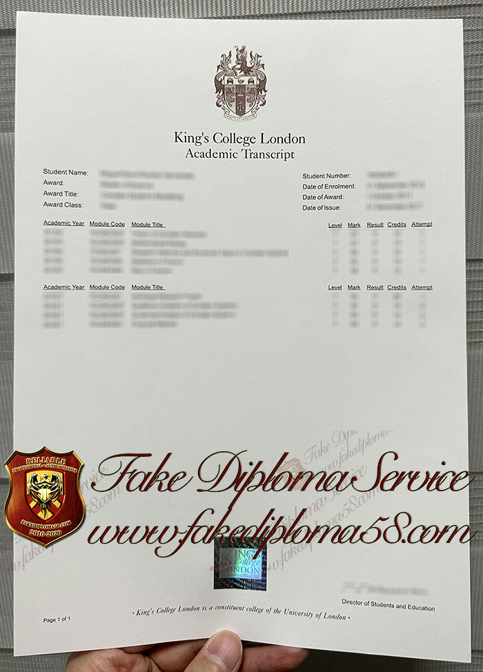King's College London transcript
