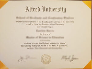 Alfred University diploma
