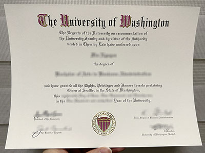 Realistic sample of a University of Washington diploma.