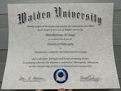 The free sample of a Walden University diploma online.